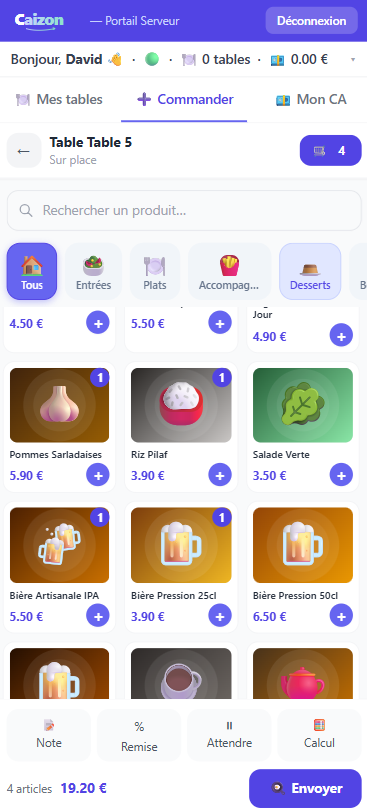 Portail Serveur Caizon — catalogue produits