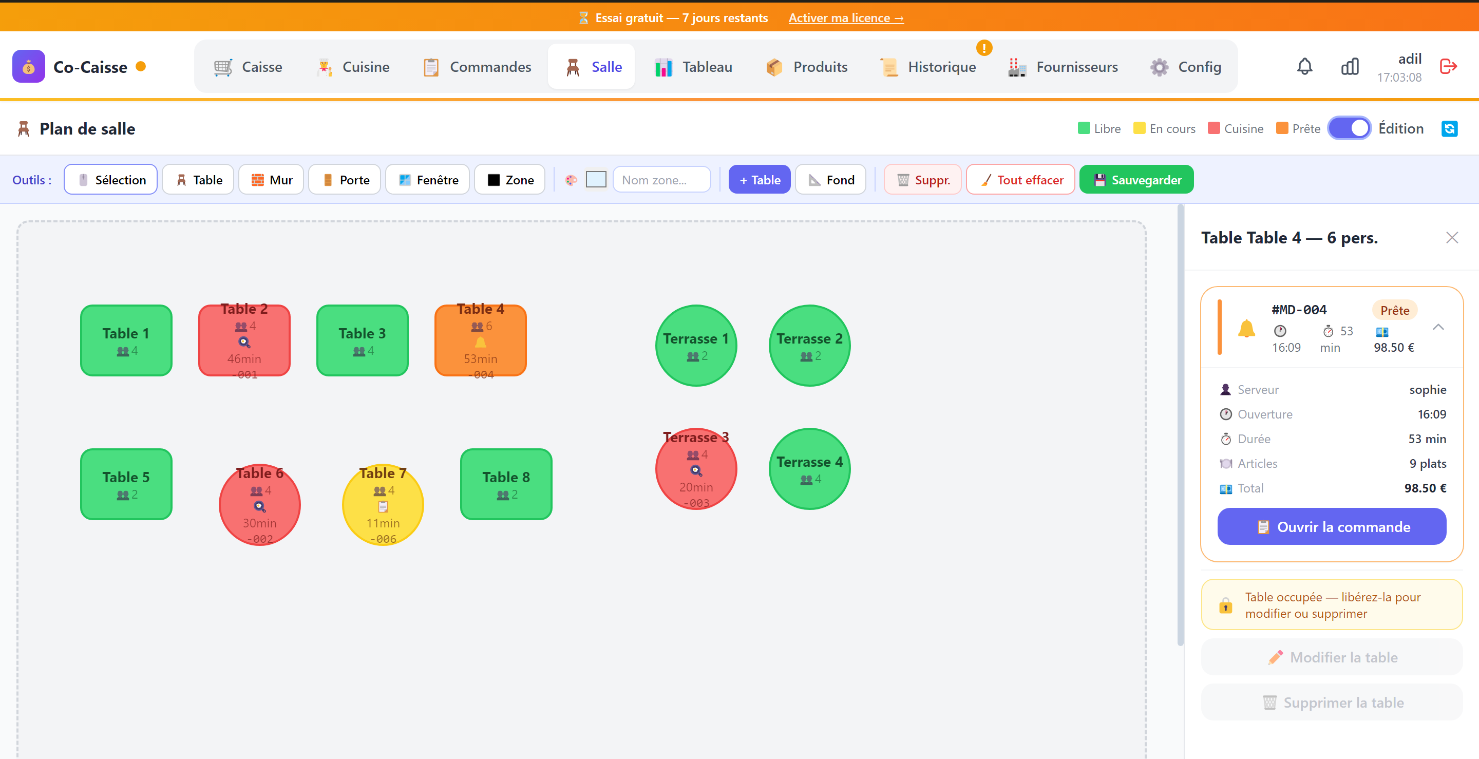 Plan de salle Caizon